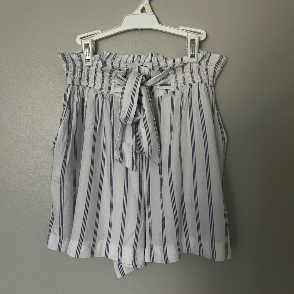 Hollister Striped Blue and White Tie-Waist Shorts